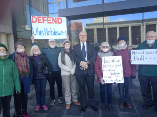 David McBride and supporters at ACT Courts, 11 July 2019